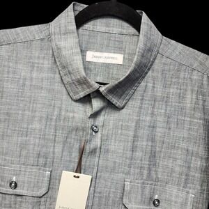 NEW James Campbell Shirt Mens XXL Graphite Grey Button Up Short Sleeve PLS READ